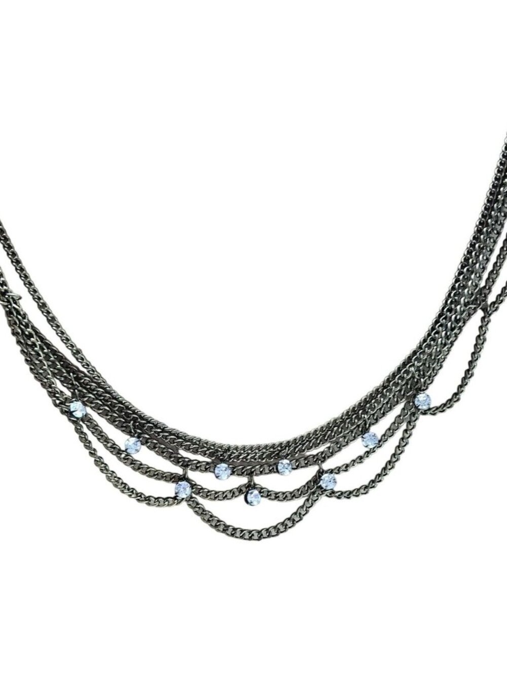 Icing Black Chain Rhinestone Necklace Collar Waterfall Bib Fashion Jewelry Women